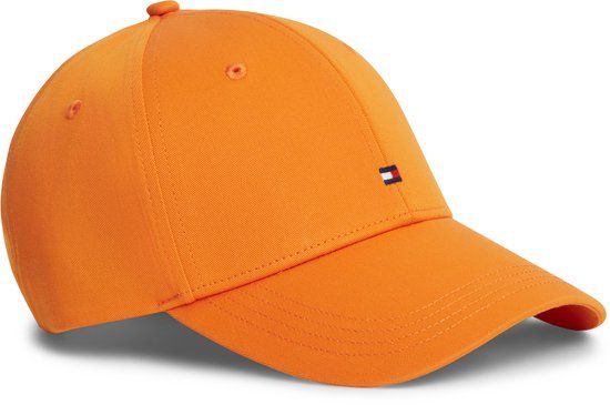 Tommy Hilfiger Pet TH Flag Baseball Cap Katoen Unisex Volwassenen One Size Riemsluiting Lente/Zomer Oranje
