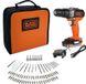 BLACK+DECKER Perceuse visseuse à percussion sans fil 12 V + 80 accessoires + 1 batterie 1,5 Ah + 1 sac de transport - BDCHD12S1A-QW
