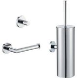Plieger Vigo Toiletset Accessoires – Wc borstel – Wc Rolhouder – Handdoekhaakje - 10 jaar garantie – Chroom