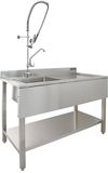 MonsterShop KuKoo Roestvrijstalen Spoelbak met Spuitarm - 120x60x90cm - Rechter Afdruiprek