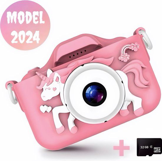 Kiddl Unicorn Digitale Kinder Camera - Roze - 12MP - Vlog & Selfie Camera