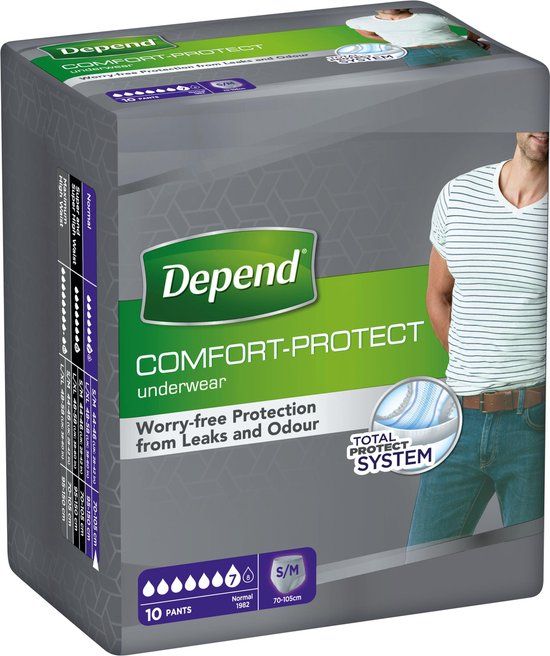 Depend Pants voor Mannen Normaal Maat S/M - 10 stuks