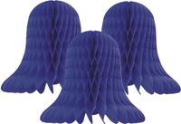 Merkloos / Sans marque Fest-Dekor Gmbh Kerstklokken lampionnen - 3x - donkerblauw - 20 x 20 cm - Kerstversiering - Papier