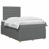 vidaXL Boxspringbed met matras, donkergrijs, 120 x 190 cm, gestoffeerd