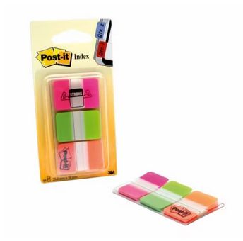 3M Post-it Index Strong Zelfklevende Tabs Groen, Oranje, Paars 25.4 x 38.1 mm 66 Stuks