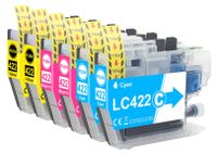 Brother 6 cartouches d'encre LC422/XL, 2 cyan, 2 jaune, 2 magenta, pour Brother MFC-J série
