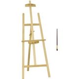 Chevalet de peinture pliable portable, hauteur et inclinaison réglables, couleur bois