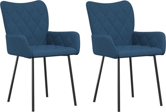 vidaXL Eetkamerstoelen - 2 stuks - Stof - Blauw