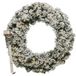 Couronne de Noël 50 cm - vert avec LED - enneigé - avec crochet de suspension argenté en laiton