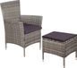 Fauteuil de jardin et tabouret avec coussins poly rotin gris