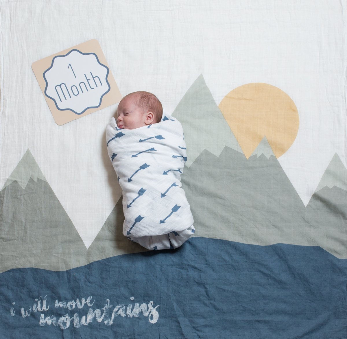 Lulujo swaddle & cards - I will move mountains