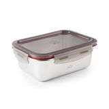 LACOR 64611 Ecoinox voedselcontainer, rechthoekig, roestvrij staal 18/10, 1200 ml, geschikt voor magnetron, oven, vriezer en vaatwasser, luchtdicht, 4 clipsluitingen, BPA-vrij