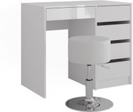 Vicco Kaptafel Sherry, Wit/Wit Hoogglans, 89.8 cm zonder spiegel, met kruk