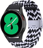 By Qubix - Braided nylon bandje - Zwart / wit - Geschikt voor Xiaomi Mi Watch / Xiaomi Watch 2 / Xiaomi Watch S1 / S2 / S3 / S4 (47mm)