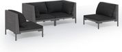 vidaXL 4-delige loungeset met kussens, polyrotan, donkergrijs