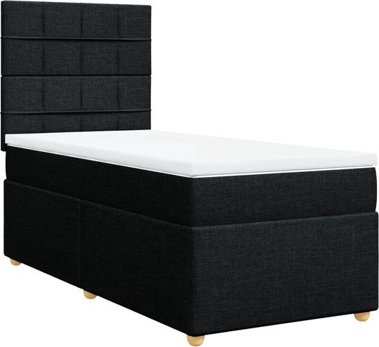 vidaXL Boxspring met matras Stof Zwart 100x200 cm
