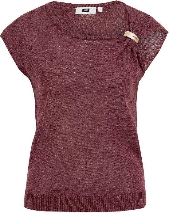 WE Fashion Dames fijngebreide trui met goud accent