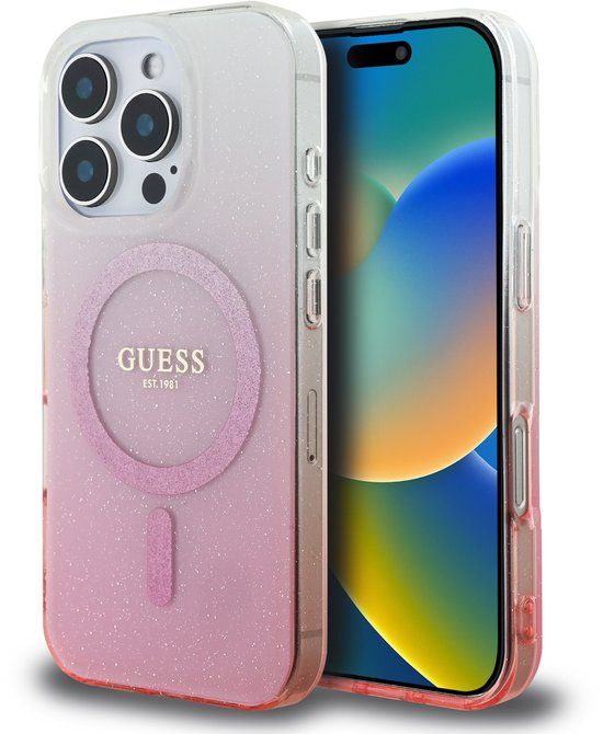 Guess MagSafe IML Glitter Gradient Case voor de Apple iPhone 16 Pro Max - Pink