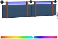 vidaXL - Hangend hoofdbord - Met LED-verlichting - Blauw - Antiek - PU