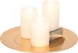 Plateau à bougies rond doré en plastique D33 cm avec 3 bougies LED argentées 10/12,5/15 cm - Décoration de table