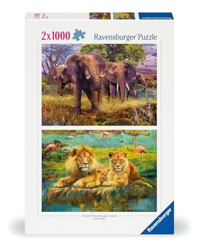 Ravensburger Puzzel 12000340 - Afrikaanse dieren - 2x 1000 stukjes puzzel voor volwassenen en kinderen vanaf 14 jaar, dierenpuzzel