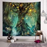 Merkloos / Sans marque Wan GmbH Wanddoek Levensboom - Psychedelische Sfeer - Geschikt voor Slaapkamer en Studentenkamer - 1 stuk - Multicolor
