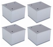 4 pieds de meuble, 80x80 mm, aluminium, chromé mat, hauteur 100 mm