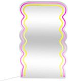 Atmosphera Neon Wandspiegel LED - golvend - kunststof - oplaadbaar - 38 x H60 cm