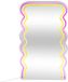 Atmosphera Neon Wandspiegel LED - golvend - kunststof - oplaadbaar - 38 x H60 cm