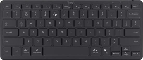 Trust Nado II - Draadloos Toetsenbord - Bluetooth Multi-Device - Compact - Stille Toetsen - QWERTY US - Zwart