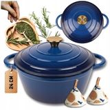 Hage Braadpan Geëmailleerde Gietijzeren Braadpan Casserole 4 Liter Blauw