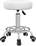 Vinsetto Salon Stool-Kunstleder, Schaumstoff-Ø42 x 50-64H cm-Weiß