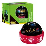 Idena 50147 - LED kerstprojector, verlicht met kleurrijke kerstmotieven, LED sterrenhemelprojector met 2 modi, voor gebruik binnenshuis, werkt op batterijen, ca. 16,2 x 13 cm