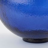 Mica Decorations Firenza Fles Vaas - H42 x Ø34 cm - Gerecycled Glas - Donkerblauw