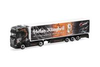 Herpa vrachtwagen model Scania CS 20 HD koeloplegger "Stefan Klingbeil Transporte" (Hessen/Gladenbach), schaal 1:87, voor diorama, modelbouw, verzamelobject, Made in Germany, kunststof