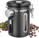 Merkloos Boîte à café hermétique en acier inoxydable 1,8 l - Récipient à grains de café avec indicateur de date