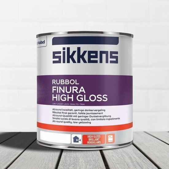 Sikkens Rubbol Finura High Gloss - Ral 9010 - 0.5 liter - Hoogglans Lakverf