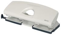 Leitz Dubbele gaten van metaal, voor 25 vellen, aanslagrail met formaataanduidingen, eenvoudig perforeren voor het opbergen in ringbanden met 4 ringen, grijs, 50120085