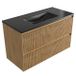 Saniclass Badkamermeubelset - 100x45x62cm - Vygo keramische wastafel zwart - 1 wasbak - zonder kraangat - 2 lades - mat eiken natural