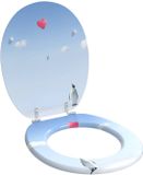 vidaXL Toiletbril Blauw 44 x 38 cm Bewerkt Hout