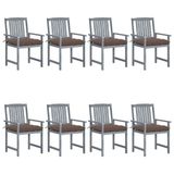 VidaXL Fauteuils de jardin 8 pièces avec coussins Acacia Bois Taupe