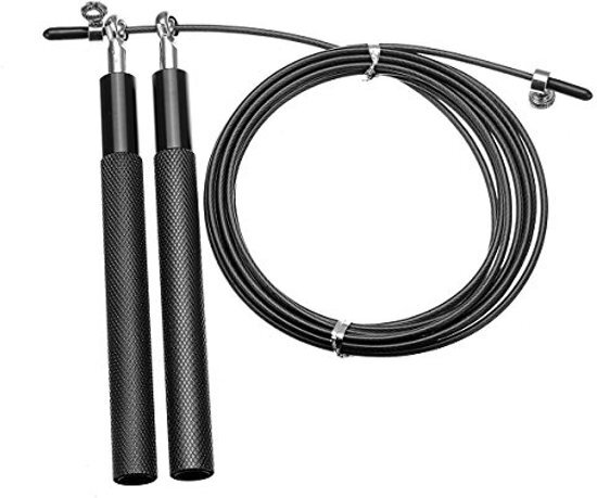 RS Sports springtouw professioneel l stalen kabel l aluminium handvatten l 300 cm l zwart