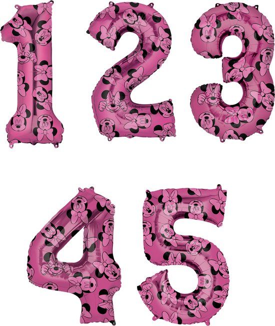 AMSCAN Minnie Mouse Number 5 Foil Balloon - 66cm - Pink - Birthday