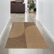 Tapis intérieur et extérieur avec un motif géométrique d'arc en brun beige, dimensions : 80 x 150 cm