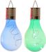 Lumineo 2x Buiten/tuin LED blauw/groen peertjes solar verlichting 14 cm