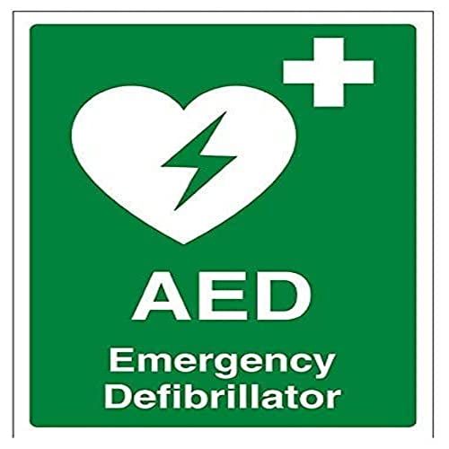VSafety AED Emergency Defibrillator Sign - 150mm x 200mm - Rigid Plastic