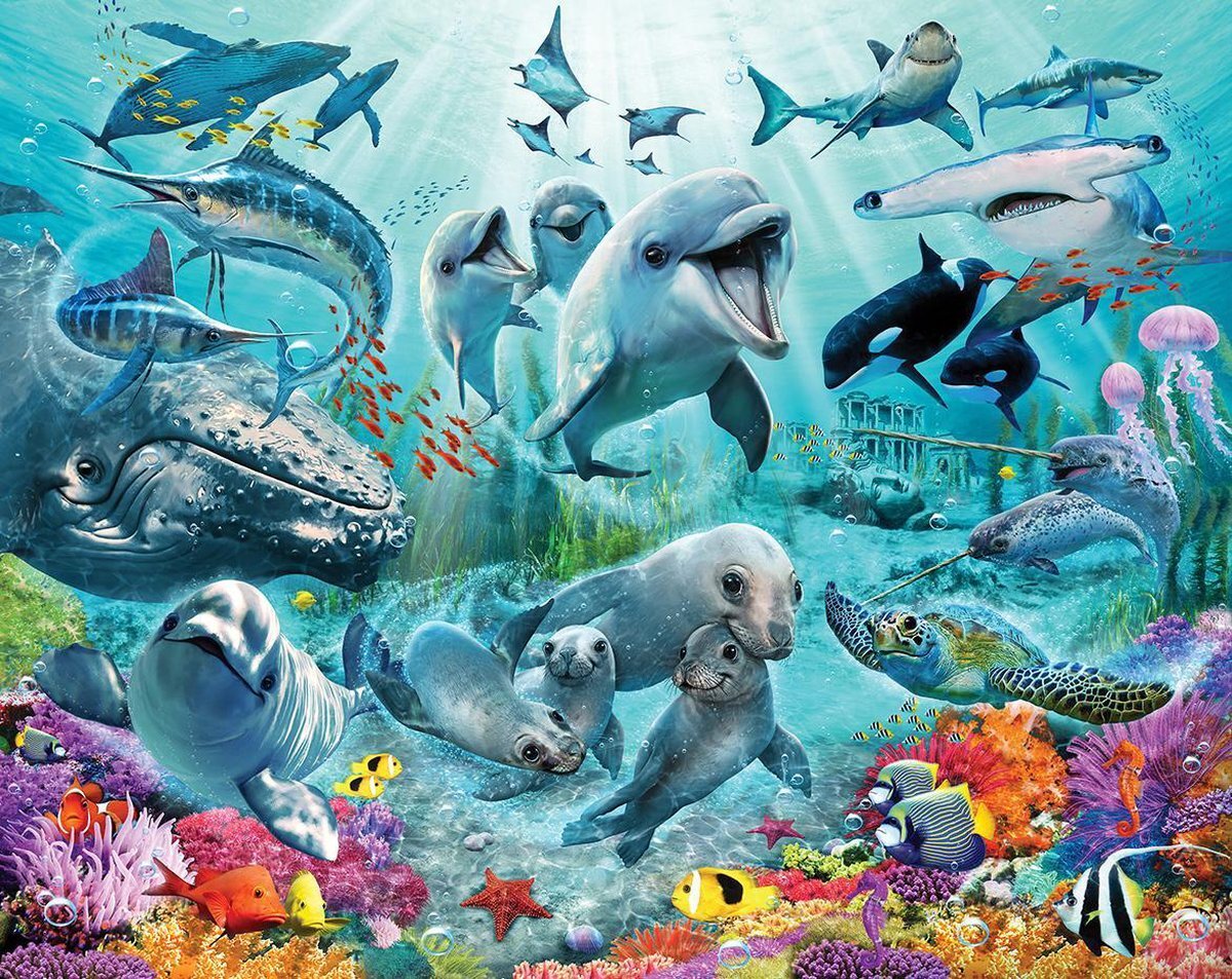 Walltastic Behang Zee Dolfijnen - kinderkamer - 305 x 244 cm