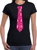 Bellatio Decorations Vrijgezellenfeest Stropdas T-shirt met Piemels - Dames - Zwart XL