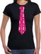 Bellatio Decorations Vrijgezellenfeest Stropdas T-shirt met Piemels - Dames - Zwart XL