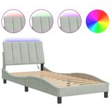 Hanko Cadre de lit avec LED sans matelas velours gris clair 90x200 cm